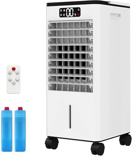 GarveeHome Climatiseur mobile 3-en-1 | Ventilateur, Rafraîchisseur & Humidificateur | Réservoir 7L, Minuterie 12h, Télécommande, Oscillation 120° |...