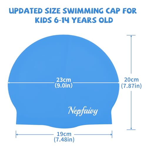 Nepfaivy Kids Swimming Cap Waterproof, 100% Silicone Swimming Hat Kids, Comfortable Anti Slip Boys and Girls Swimming Cap - Image 2