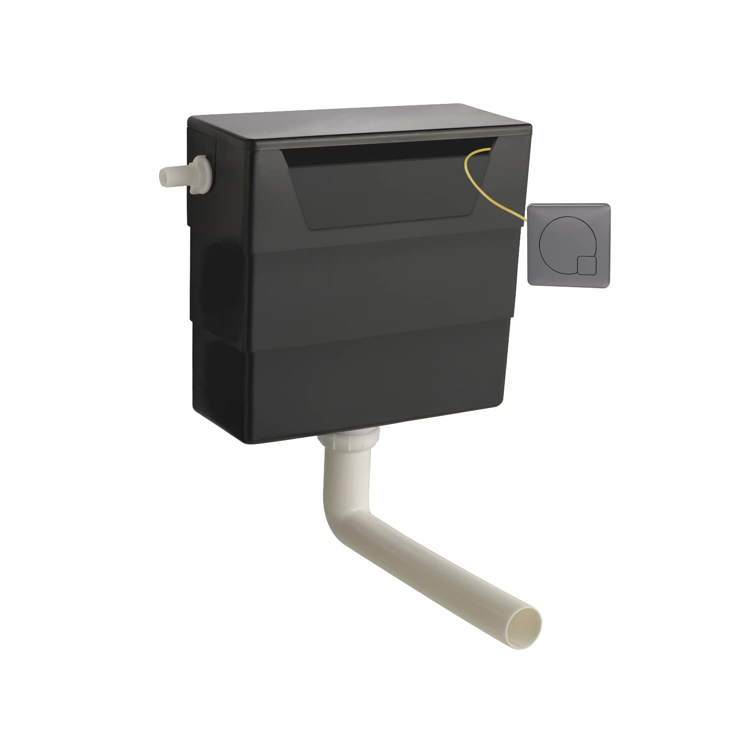 nuie XTY6M04 Modern Bathroom Universal Access Dual Flush Concealed WC Cistern and Square Push Button, 334 x 303 x 136mm, Brushed Pewter