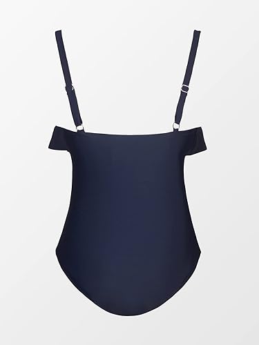 Miniatura 6 de CUPSHE Traje de baño de una pieza para mujer, talla grande, con volantes y fruncido en la parte delantera, control de abdomen