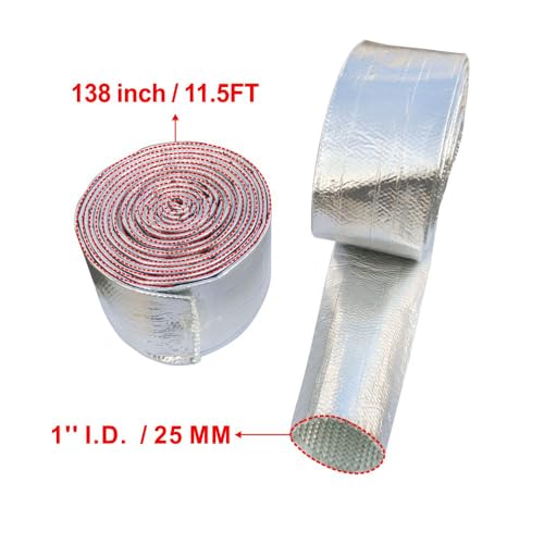 Image of Fuel Line Heat Shield Heat wrap for Wires Fuel line Heat Shield Sleeve Hose Heat Shield Sleeve - Heat Radiant and Prevent Vapor Lock Heat Shield for Brake Cable /Fuel Line /Spark Plug (1''I.D.- 138'')