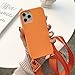 CQUUKOI for iPhone 15,Crossbody Phone Case with Shoulder Strap Soft Silicone Case with Adjustable Lanyard Cute Cool Wireless Charging Shockproof Protector for Women Girls Orange