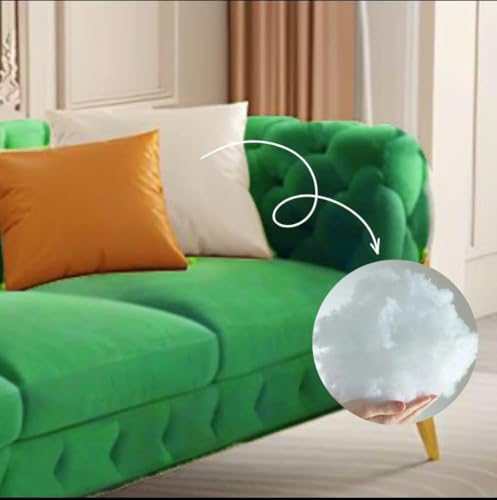 Image of A to Z Furniture Modern Classic Fabric & Valvet Tufted Chesterfield Sofa Living Room and Office (3+1= 4 Seater Sofa Set with Footrest Green)