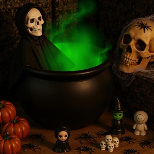 Ultraschall Vernebler, Mini Nebelmaschine mit 12 LED-Licht Nebler Fogger Leiser Zerstäuber 24V Nebelhersteller für Teich, Aquarium,Halloween Pumpkin und Hexentopf mit Spritzwassergeschütztem Zubehör