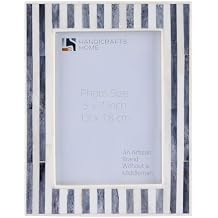 Handicrafts Home 5x7 White Picture Frame, Photo Frame for Wall & Tabletop, Handmade Grey & White Bone Inlay Frame for Modern Farmhouse Boho Decor for Living Room, Bedroom Office Decor, Desk, Shelf & Gallery Wall - kayala Saje
