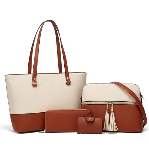 Image of Women's Tote Bag Elegant Multi-Pocket Handbag with Heart Pendant, Spacious & Stylish for Work, Travel & Daily Use