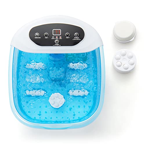 Giantex Foot Spa with Heat and Massage - Feet Bath Soak Tub w/Bubble, Vibration, Removable Pedicure Stone, Massage Beads, Auto Shut-Off, Relieve Feet Stress, Pedicure Foot Soaker Tub (Blue)
