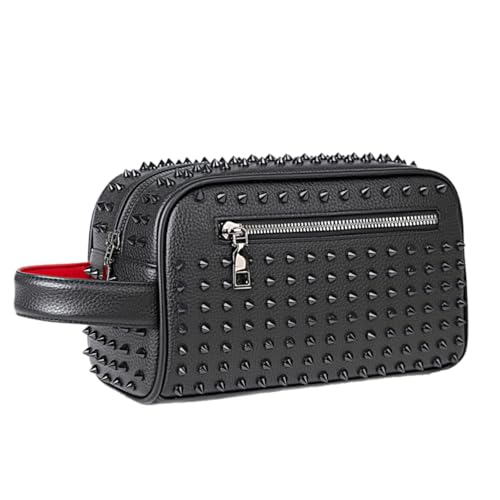 Men's Trendy Studded Clutch Handbag, Can accommodate daily items, Fashion Wristlet Purse with Metal Spikes
