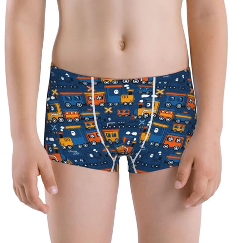Boys' Cotton Boxer Brief Soft Underwear-Funny Steam Train