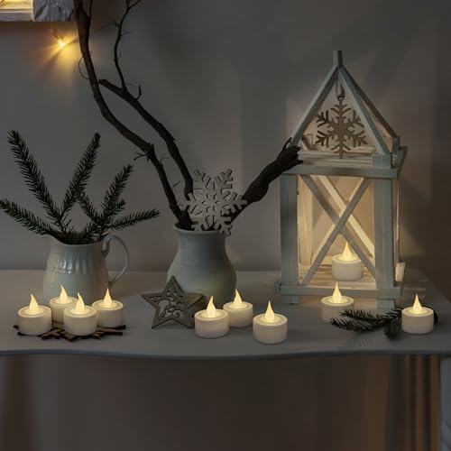 Image of FURORA LIGHTING White Glitter Flameless Tealights - 1.45 inch W x 1.57 inch H, 12-Pack, Batteries Included
