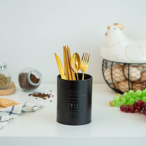 Gebruiksvoorwerp Houder Bestek Pot Keuken: Roestvrij Staal Zwart Gebruiksvoorwerp Jar Vintage Nordic Stijl Bestek Caddy Duurzame Opbergcontainer Bestek Organisatoren Met Mat Oppervlak Bespaar Lade Aanrecht Ruimte - Image 6