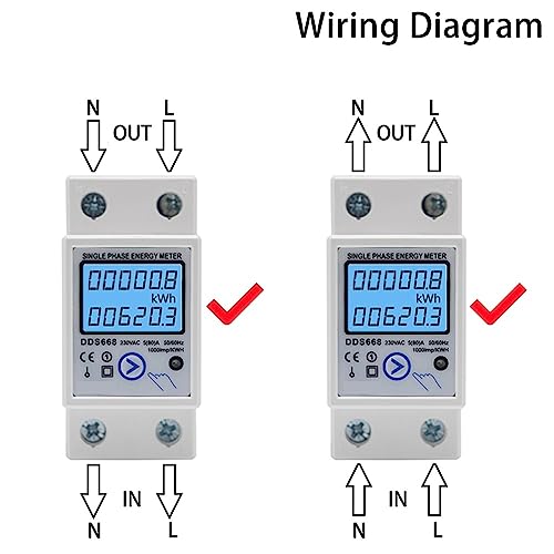 Wattmètre électricité numérique avec grand écran LCD rétroéclairé