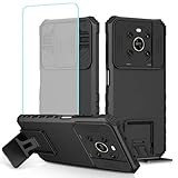 Tothedu Case for Honor X9 4G/X9 5G/Honor X30/Honor Magic4 Lite Case with Tempered Glass Screen Protector and Slide Camera Cover, Heavy Duty Kickstand Slim Protective Phone Cover for Honor X9 Black