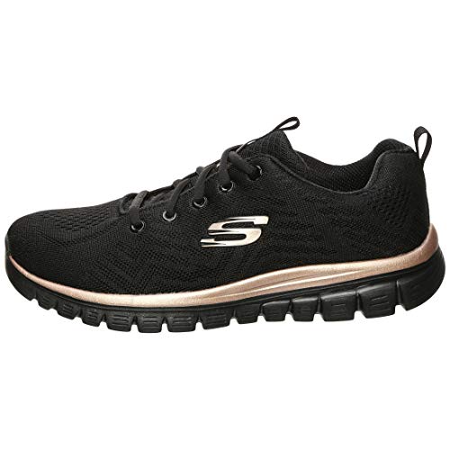 skechers graceful get connected black rose gold
