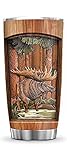 64HYDRO 20oz Printed Moose Hunting Wooden Style, Hunting Moose Lovers, Hunting Moose Inspiration...