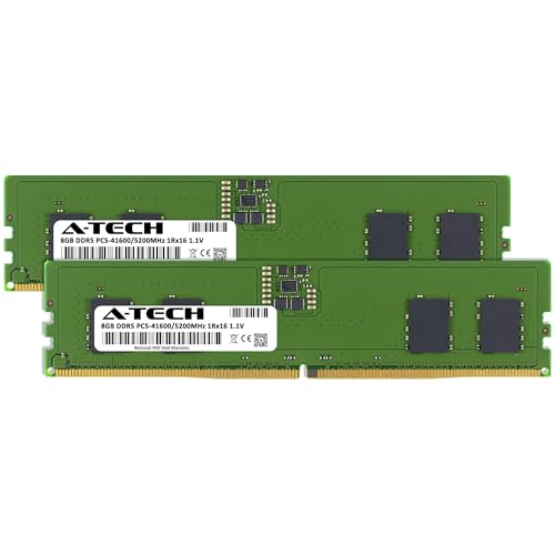 Image of A-Tech 16GB Kit (2x8GB) DDR5 5200MHz PC5-41600 CL42 UDIMM 1Rx16 Single Rank 1.1V Non-ECC Unbuffered DIMM 288-Pin Desktop PC /Computer RAM Memory Upgrade Modules