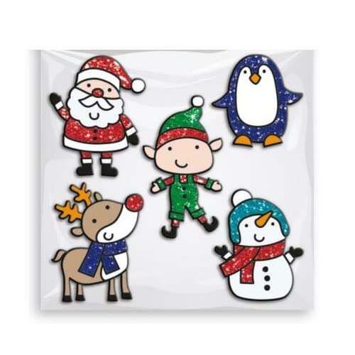 TRTO Xmas Gel Clings Removable and Reusable Window Clings Glitter Decals Sticker for Christmas Decoration Ornaments Decor