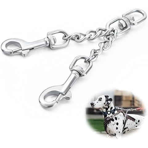 JIPIMON Prong Collar Safety Clip Stainless Steel Dog Safety Clip, Leash Backup with Dual Clasps, Collars and No Pull Harness Connectors Cover