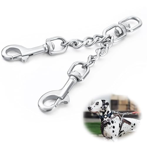 JIPIMON Prong Collar Safety Clip Stainless Steel Dog Safety Clip, Leash Backup with Dual Clasps, Collars and No Pull Harness Connectors
