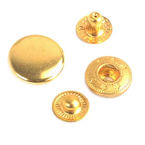 WedDecorWedDecor Gold 15mm S Spring Press Studs 4 Part, Durable and Lightweight, Metal Snap Fasteners for Jackets, Jeans, Leather Craft, Straps and Clothing Repair, 10pcs