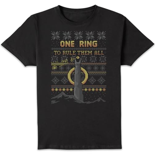 Lord of The Rings One Ring Mens Christmas T-Shirt - Black L