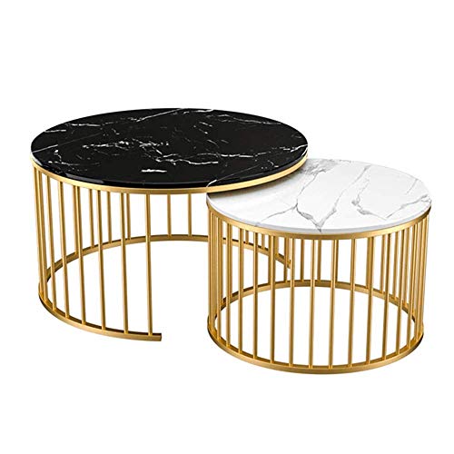 Table d'appoint moderne en marbre et métal doré pour salon élégant - 2