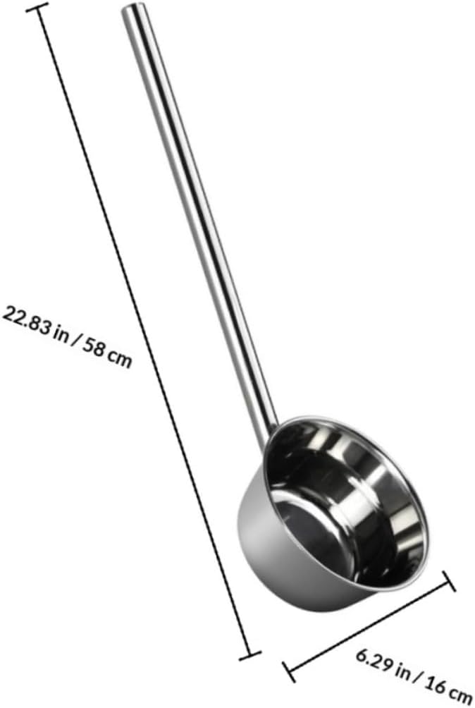 Extended Length Stainless Steel Water Ladle Long Handle Kitchen Scoop for Gardening and Household Watering, Thickened Sturdy Dipper, 1pcs