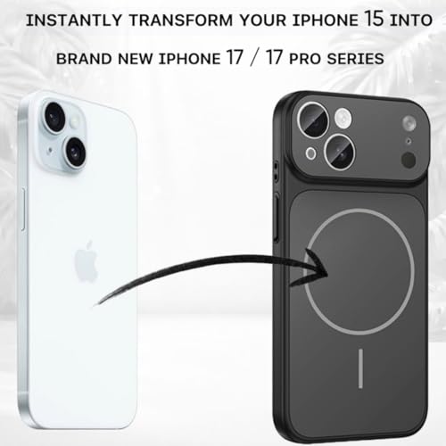 Image of SHINESTAR Converter Case for iPhone 15 | Premium Protective Mag-Safe Cover | iPhone 17 Pro / 17 Pro Max Series Style Design | in-Built Camera Guard | Wireless Charging Compatible - Black