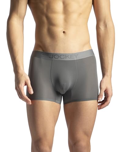 Image of Jockey IC44 Men's Tactouch Microfiber Elastane Stretch Seamfree Bonding Solid Trunk with Internal Breathable Mesh Grey XL