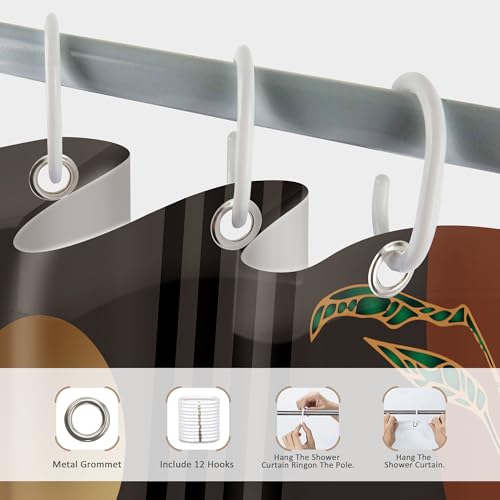 Glawry Boho Shower Curtain Abstract Dark Brown Bathroom Curtain Set by Glawry - Used condition - Image 8