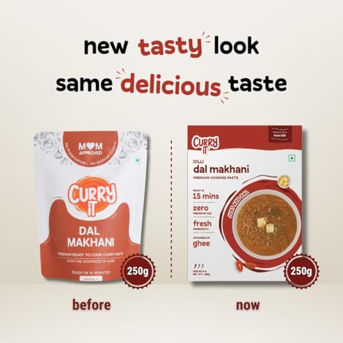 Image of CURRYiT Dilli Dal Makhni Masala Curry Paste| Ready to Cook in 15 mins | Serves 6 | Instant Food with Goodness of Ghee | No Preservatives | Eat with Chawal Roti Naan | Indian Masala Gravy (Pack of 1)