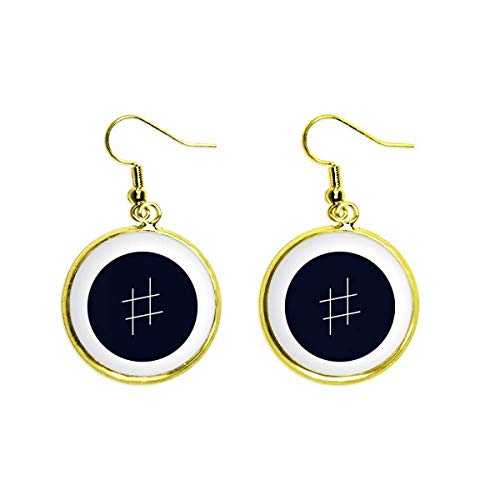 Pendientes de música mujer largos en negro y blanco con gota dorada elegante