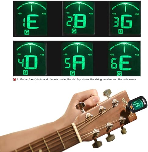 Image of IMAGINEA Guitar Tuner Clip-On for Acoustic, Electric, Bass & Ukulele - Digital Chromatic Tuning with LCD Display + Metal Capo & 5 Premium Pick - Portable Guitar Accessories Kit for Beginners & Players