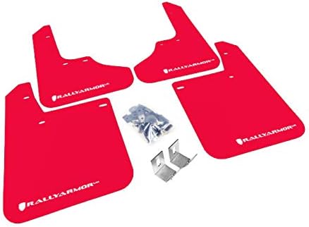 Rally Armor MF2-UR-RD/WH Red, White Mud Flap with Logo (1993-2001 Subaru Impreza UR), 1 Pack