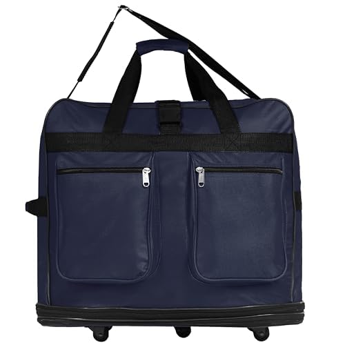 40" Duffle Bag Expandable Rolling Lightweight Wheeled Spinner Suitcase Luggage (2 Pack) for Travel and Storage (Navy Blue)3