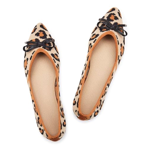 Frank Mully Flache Damenschuhe, Klassische Flache Schuhe mit spitzer Zehenpartie, gestrickte Abendschuhe, weiche Flache Schuhe für Damen, bequem und...
