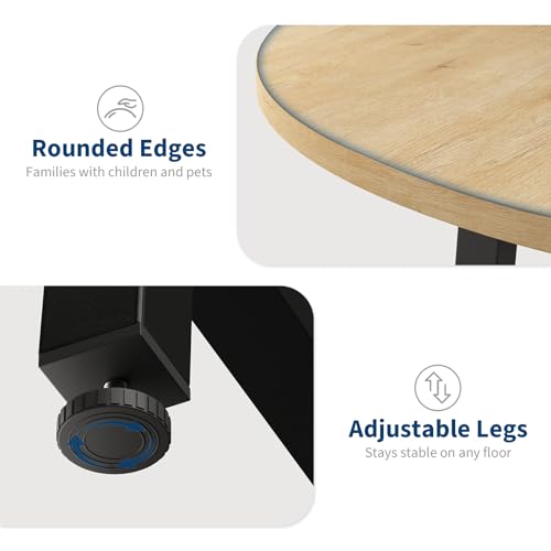 Image of IDEALHOUSE 31.5 Inch Round Dining Table for 2-4, Small Kitchen Dining Room Table for Space Saving, Wood Circle Kitchen Table with Sturdy Metal Frame (No Chairs)