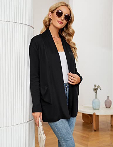 Micoson Women's Long Sleeve Open Front Cardigan Casual Loose Lightweight Cardigans with Pockets4
