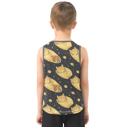 Boys Tank Top Shirts Cartoon Cat and Taco Sleeveless T-Shirts Crew Neck for Kids Clothing Children3