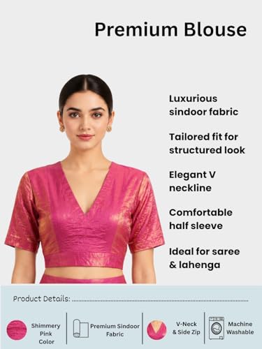 Image of Thevasa Women's Everyday Divine Depth V Neck Half Sleeves Blouse