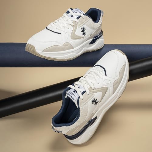 Image of Red Tape Men's Sneakers Blue White Pu Mesh Round Toe Lace-Up