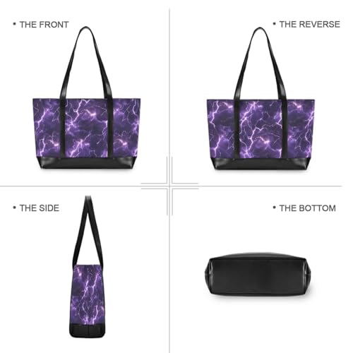 Lightening Purple Nature classy tote bag with compartments with zipper for Pool Gym Grocery Travel with lunch bolsas para computadoras de mujer3
