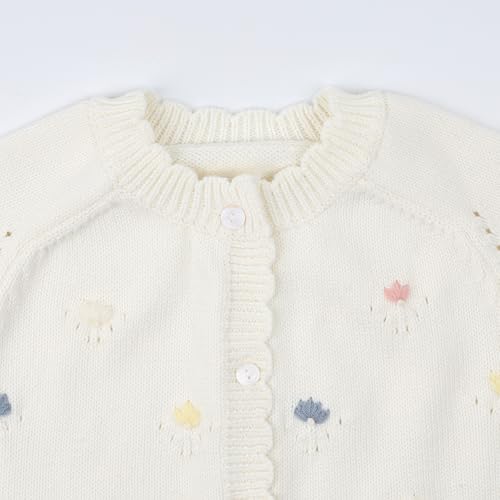 HOOLCHEAN Baby Toddler Girl Embroidered Knit Cardigan Sweater Soft Cotton Blend for Fall Winter Spring4