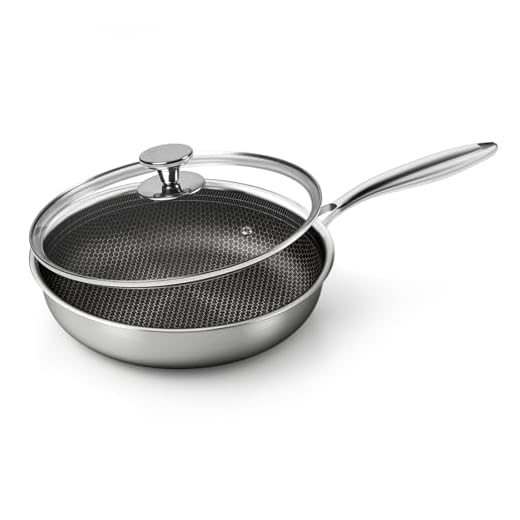 Innerwell Professionale Padella Antiaderente Acciaio Inox 28 cm, Padella Induzione con Coperchio, Rivestimento a nido d'ape antigraffio, Padelle Adatte Per Forno, Universali Pentole, Senza PFOA