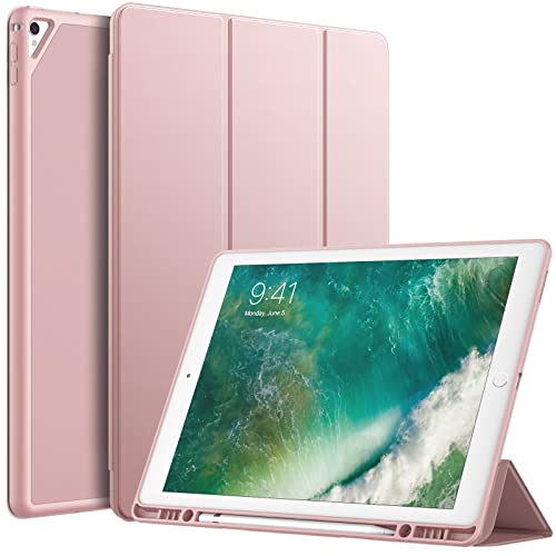 JETech Case for iPad Pro 12.9 Inch (2015/2017 Model 1st/2nd Generation) with Pencil Holder Slim Tablet Cover with Soft TPU Back Auto Wake/Sleep (Rose Gold)