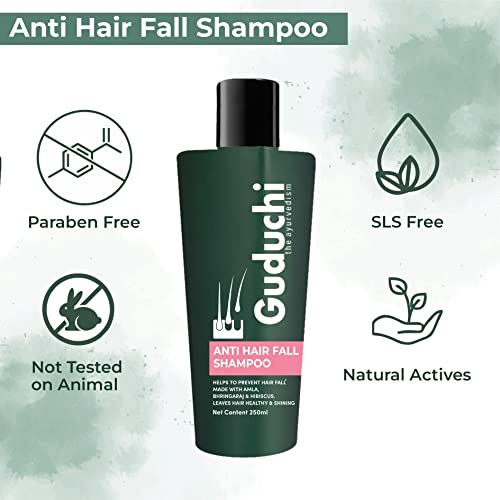 Guduchi the ayurvedism Amla, Bhringaraj & Hibiscus Anti Hair Fall shampoo | SLS & Paraben FREE | Natural Actives | 250ML, Pack of 1