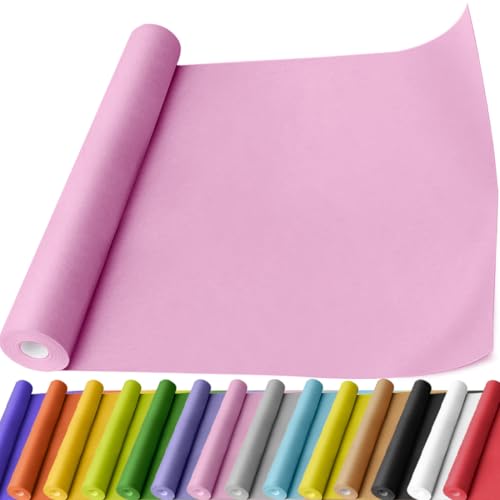 Catálogo de Papel rosa los mejores 5. 43 PerkHomy - Rollo de papel kraft rosa claro, 17.5 x 760 pulgadas (63 pies) para envolver regalos, ramo de flores, pintura, manualidades, embalaje de 80 g/m², 55 libras (rosa claro,...