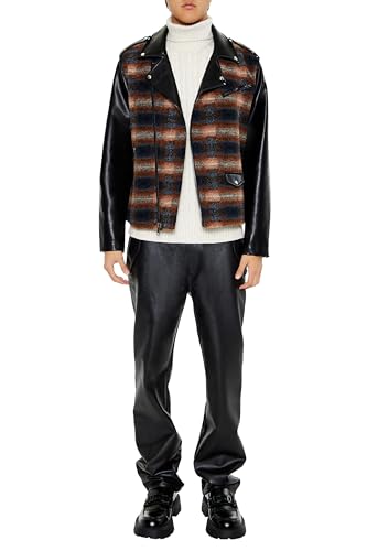 Forever 21 Men's Plaid Faux Leather Moto Jacket2