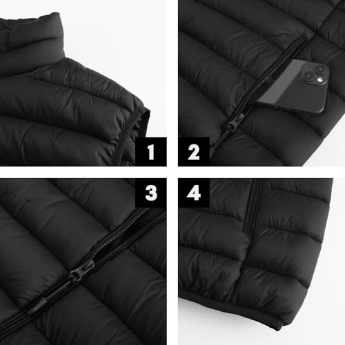 Men's Puffer Vest Outerwear Winter Warm Sleeveless Jacket Zipper Quilted Puffy Vests Size M To 2XL4