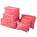MoreChioce Sacs de Rangement de Voyage, 6 PCS Sacs à Bagages Imperméable Travel Organizer Pochette Cube pour Vêtements Chaussures Cosmétiques,Pastèque Rouge